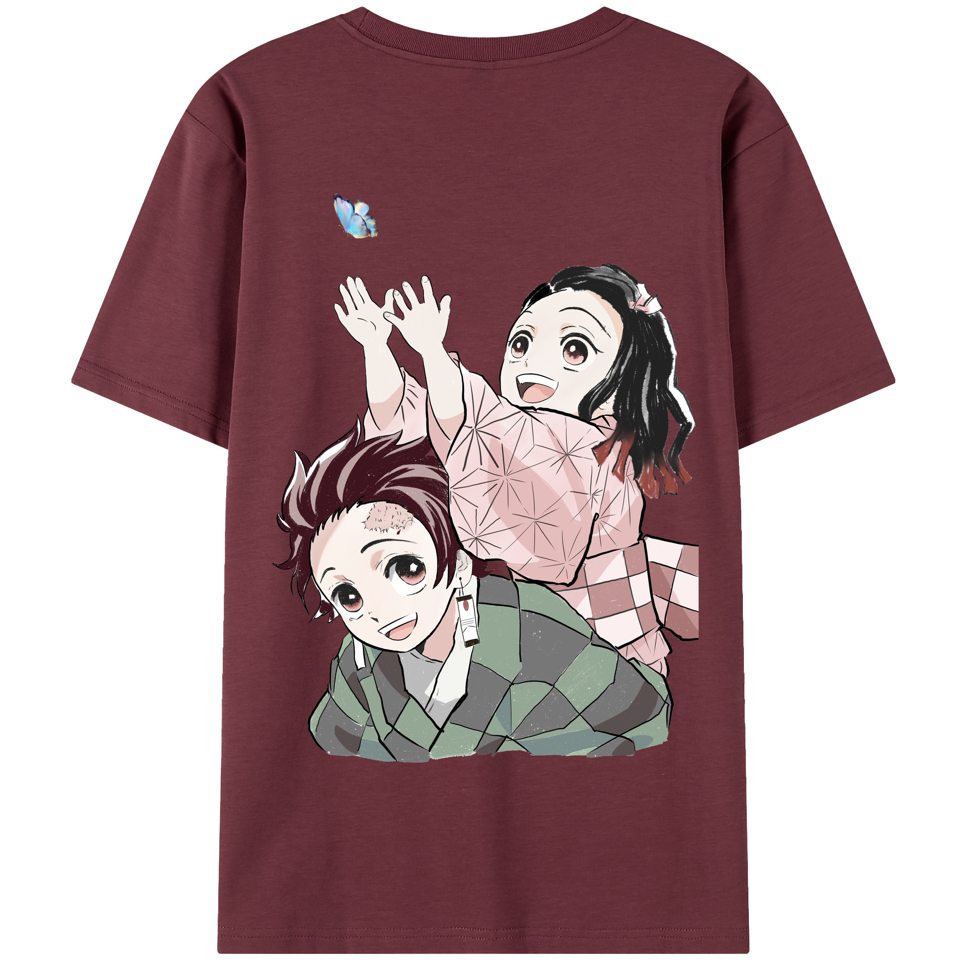 （画像用） 鬼滅の刃（きめつのやいば）竈門 禰󠄀豆子／かまど ねずこ Kamado Nezuko 綿100％半袖Tシャツ（背面プリント）